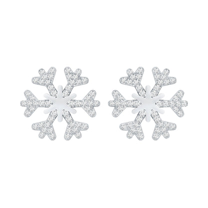 Natural Diamond Snowflake Earrings with Screw Back