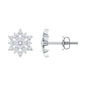 Round Diamond Flower Stud Earrings With Screw Back