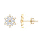 Round Diamond Flower Stud Earrings With Screw Back