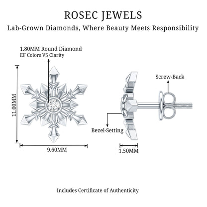 Bezel Set Diamond Snowflake Stud Earrings