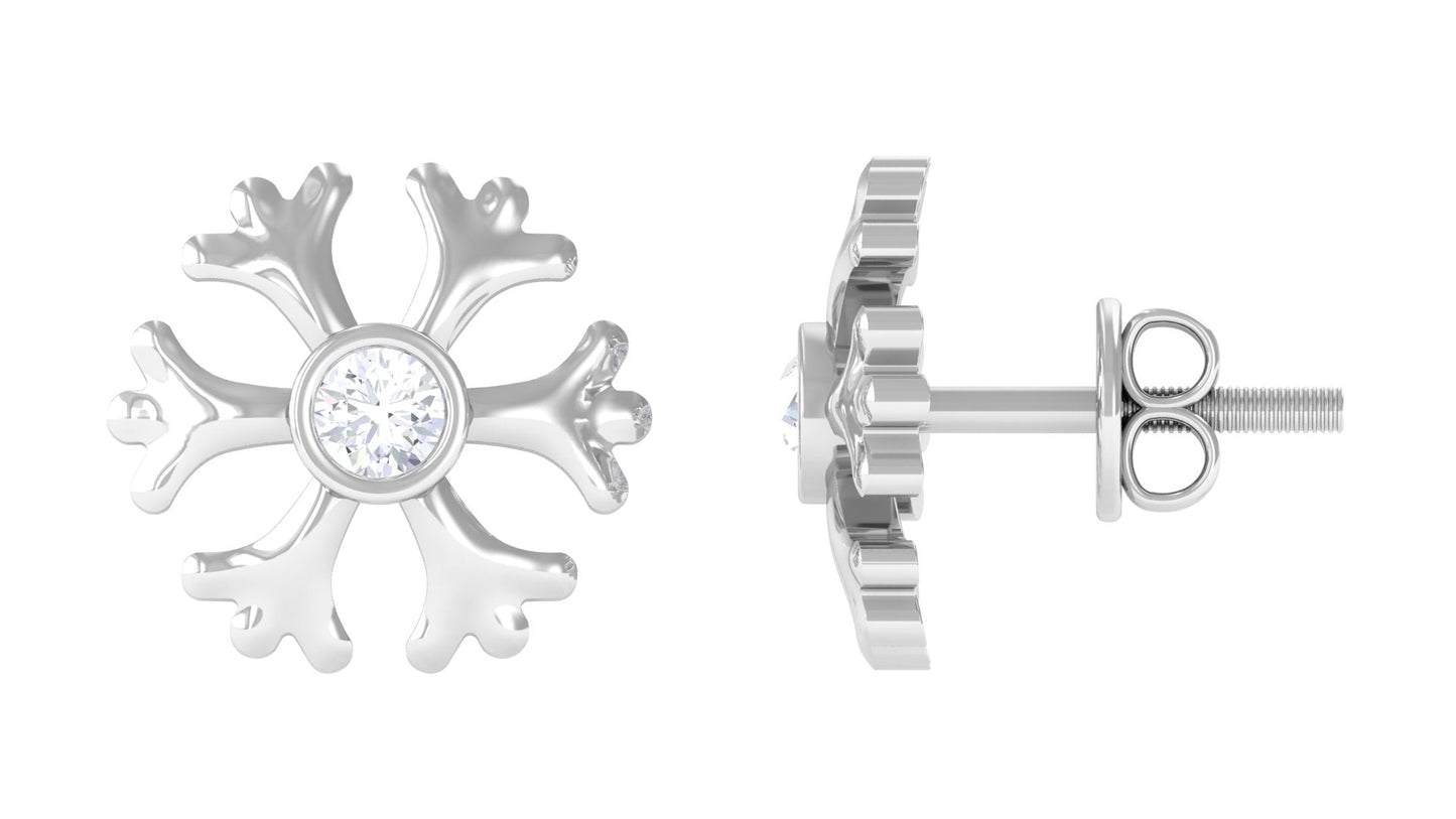 Minimal Diamond Snowflake Earrings with Screw Back