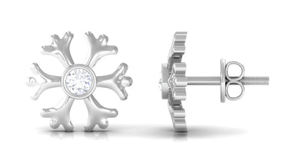 Minimal Diamond Snowflake Earrings with Screw Back
