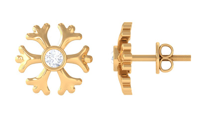 Minimal Diamond Snowflake Earrings with Screw Back