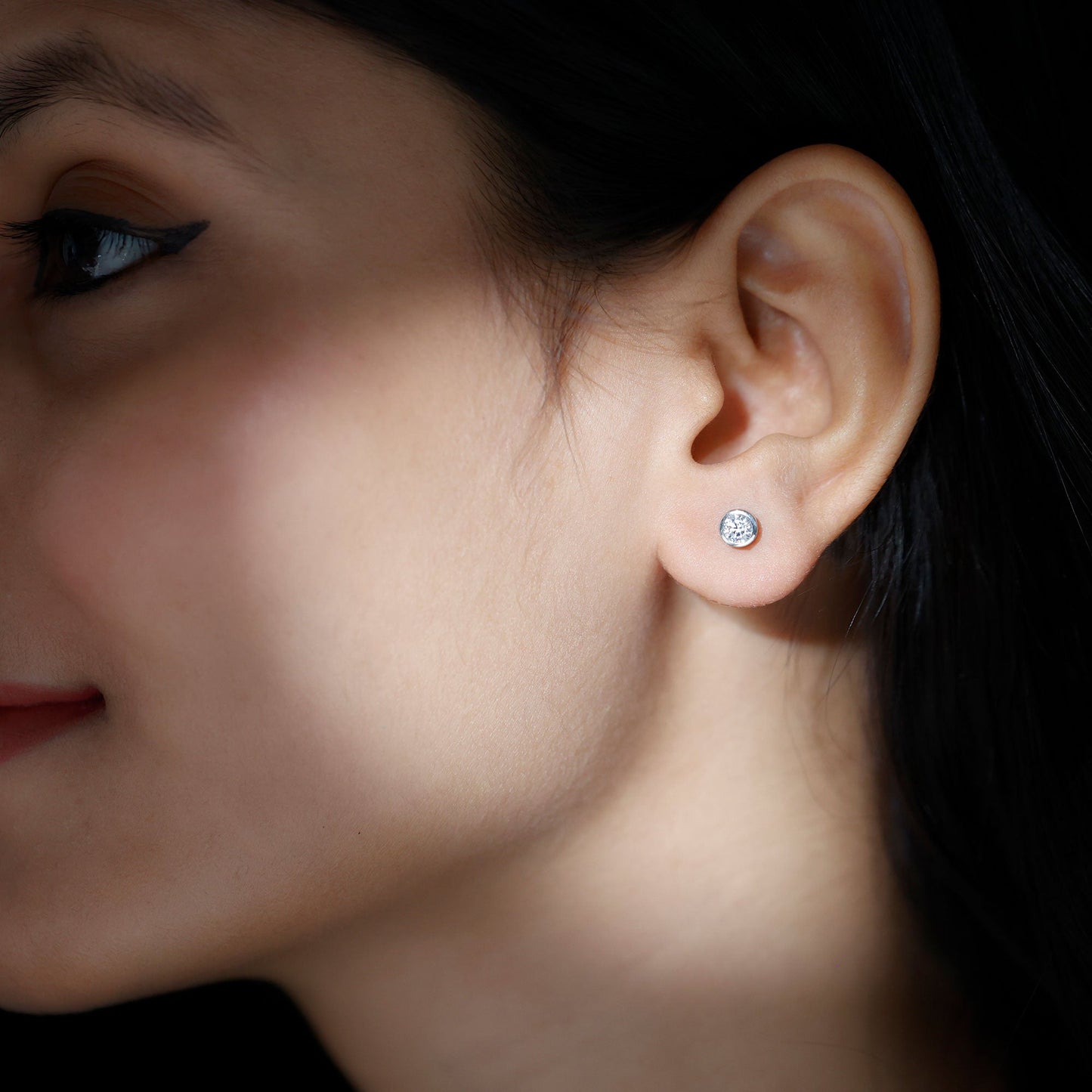 Minimalistic Bezel Set Diamond Stud Earrings