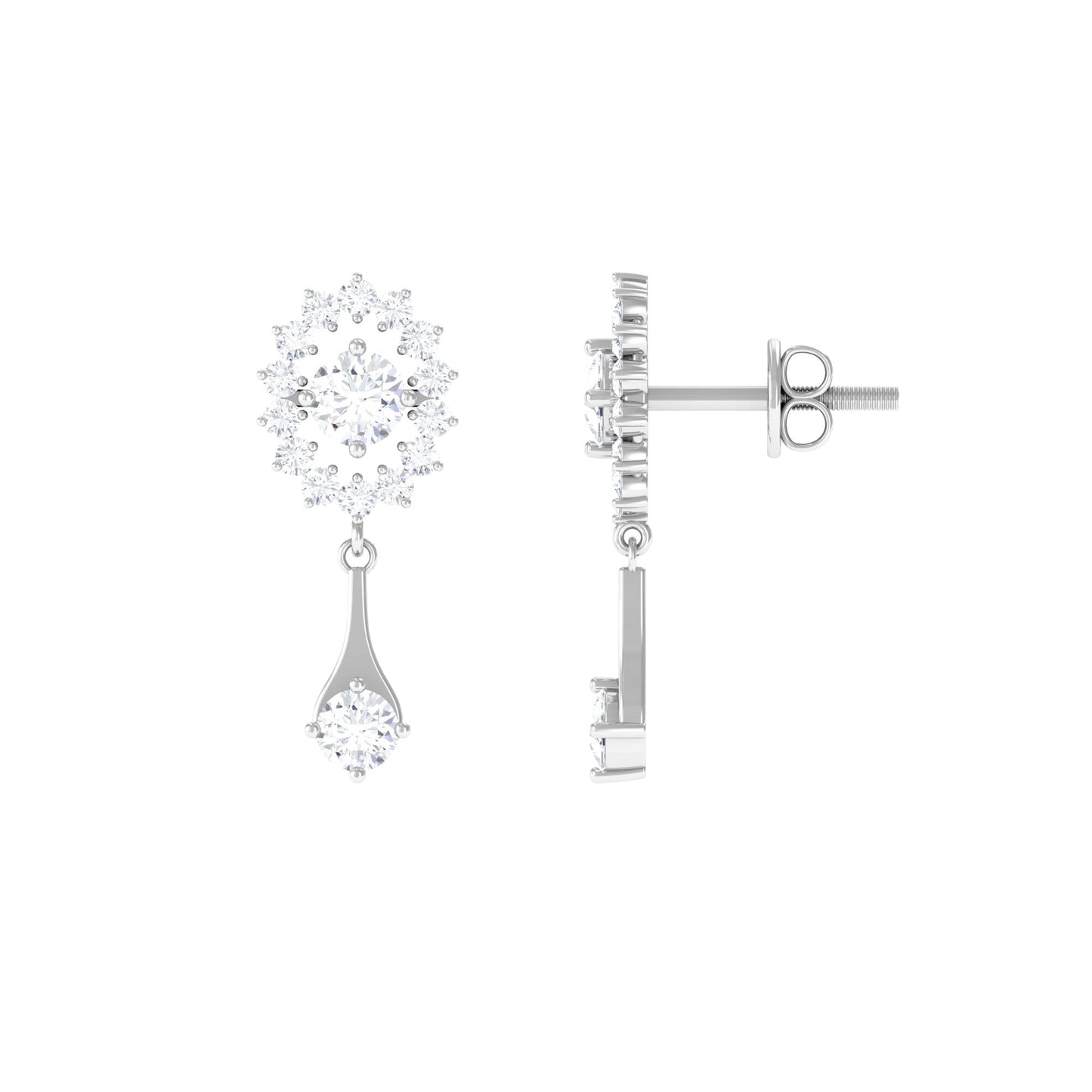 Natural Diamond Drop Dangle Earrings with Certificate