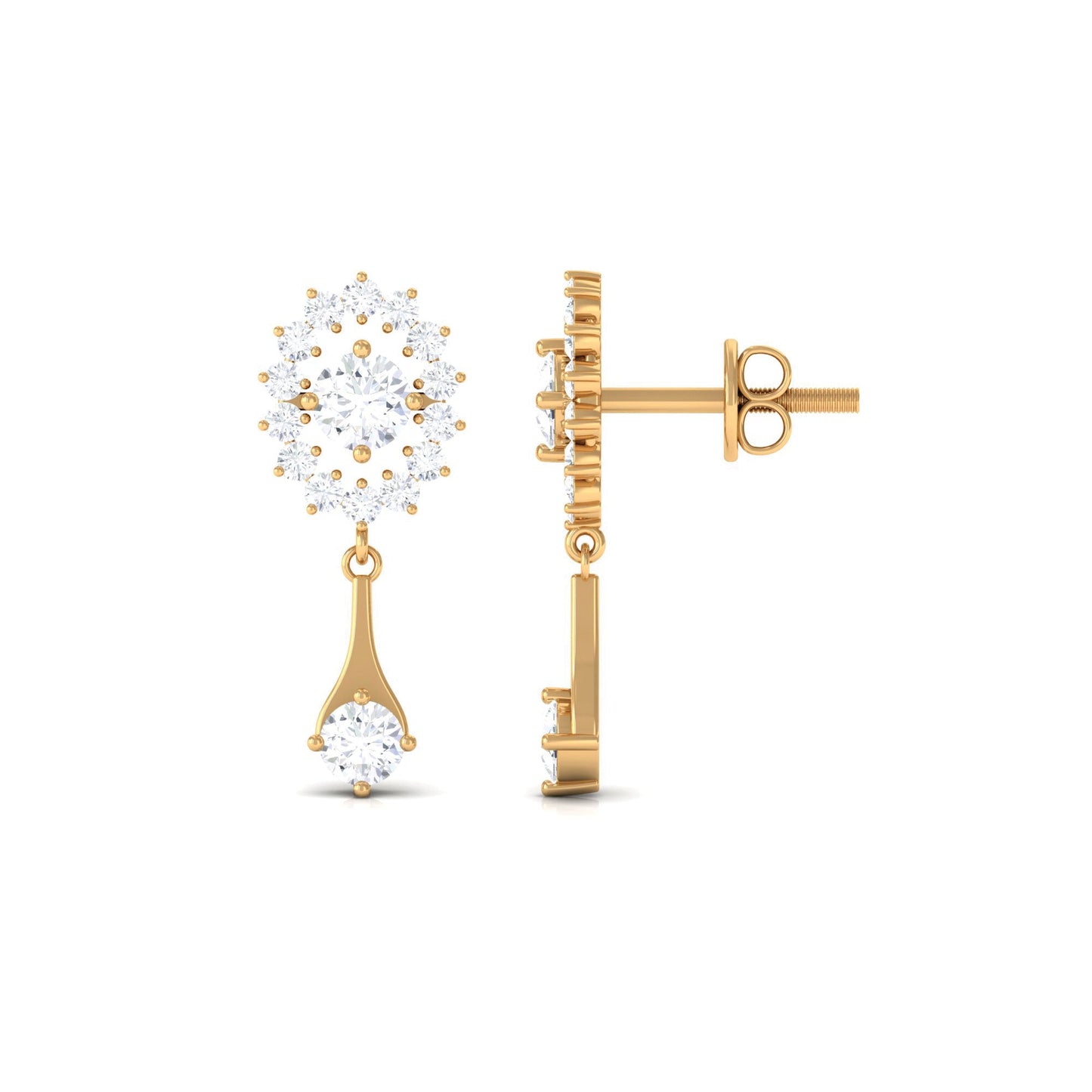 Natural Diamond Drop Dangle Earrings with Certificate