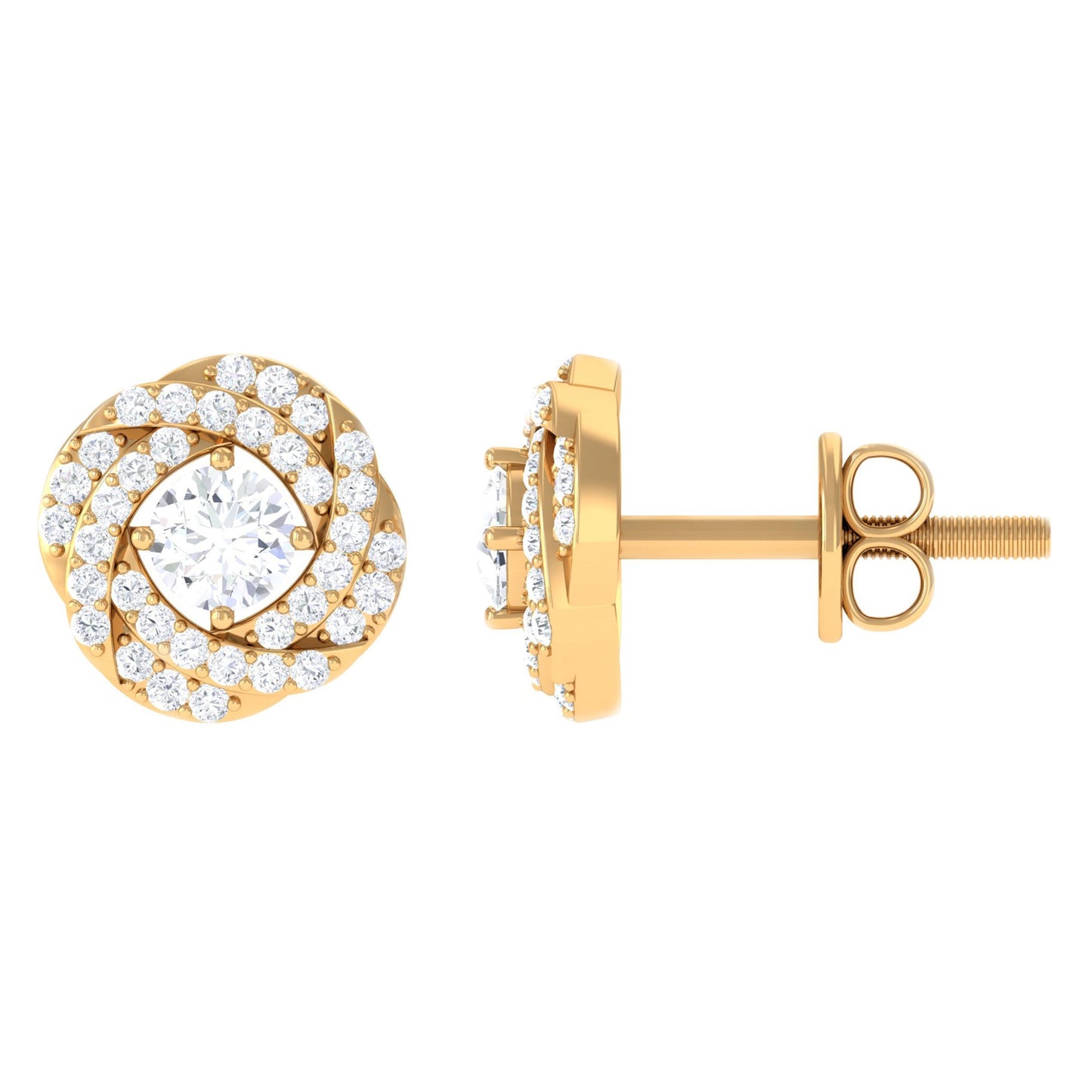 Classic Diamond Cluster Earrings with Screw Back