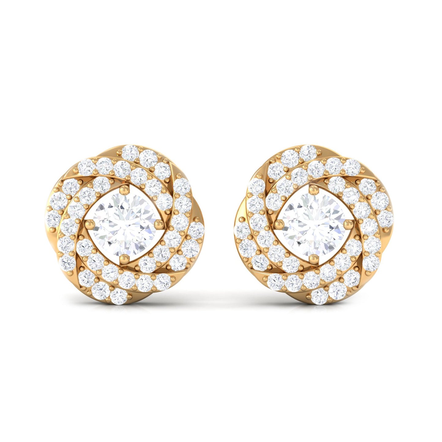 Classic Diamond Cluster Earrings with Screw Back
