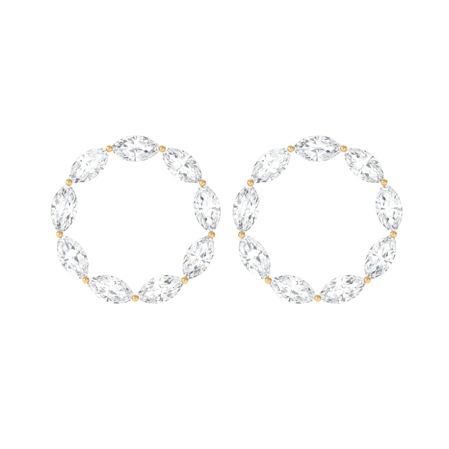 Natural Marquise Diamond Circle Earrings Studs with Screw Back