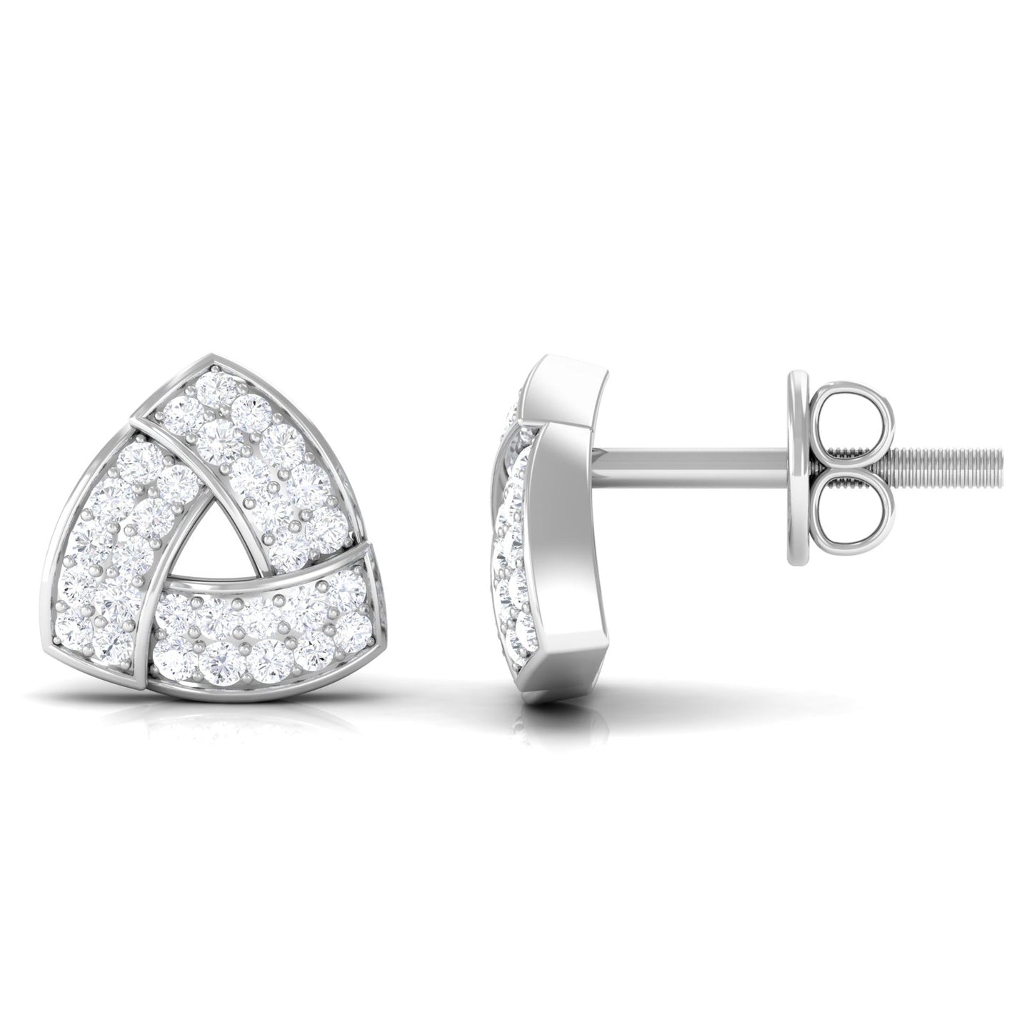 Minimal Diamond Triangle Earrings with Screw Back