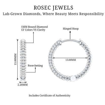 Classic Diamond Hinged Hoop Earrings with Certificate