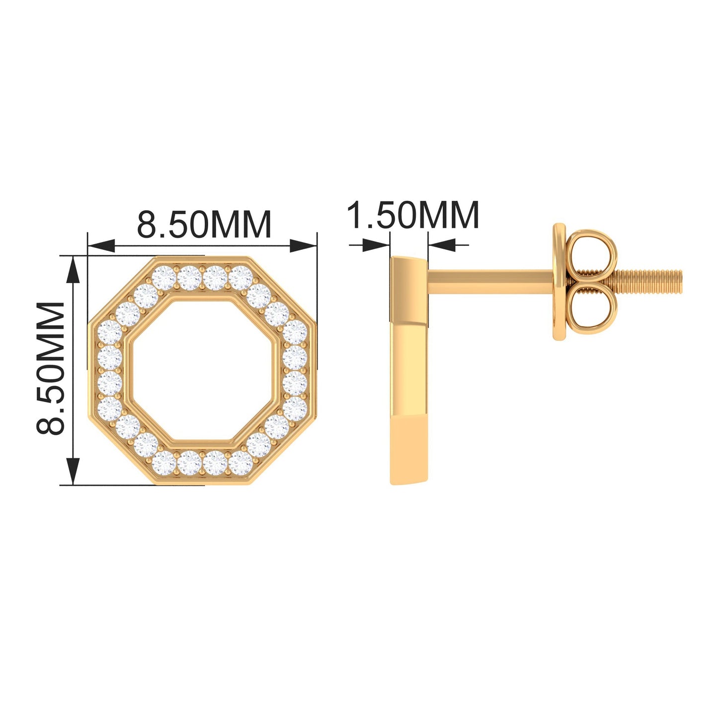 Certified Real Diamond Geometric Earrings with Screw Back