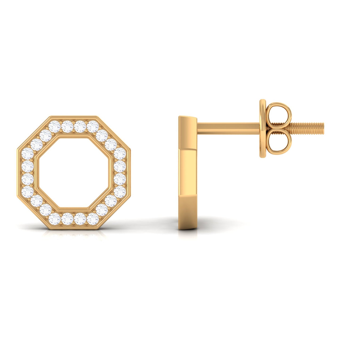 Certified Real Diamond Geometric Earrings with Screw Back