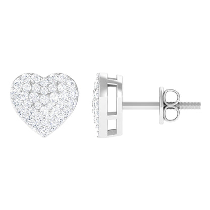 Natural Diamond Heart Earrings with Screw Back