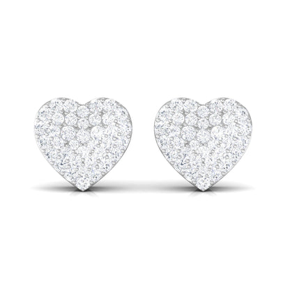 Natural Diamond Heart Earrings with Screw Back