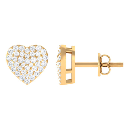 Natural Diamond Heart Earrings with Screw Back