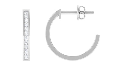 Diamond Hinged Hoop Earrings in Channel Setting