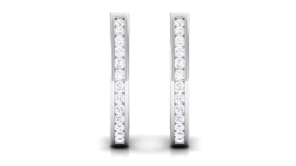 Diamond Hinged Hoop Earrings in Channel Setting