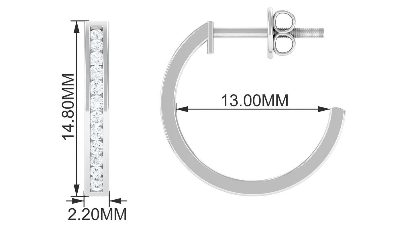 Diamond Hinged Hoop Earrings in Channel Setting