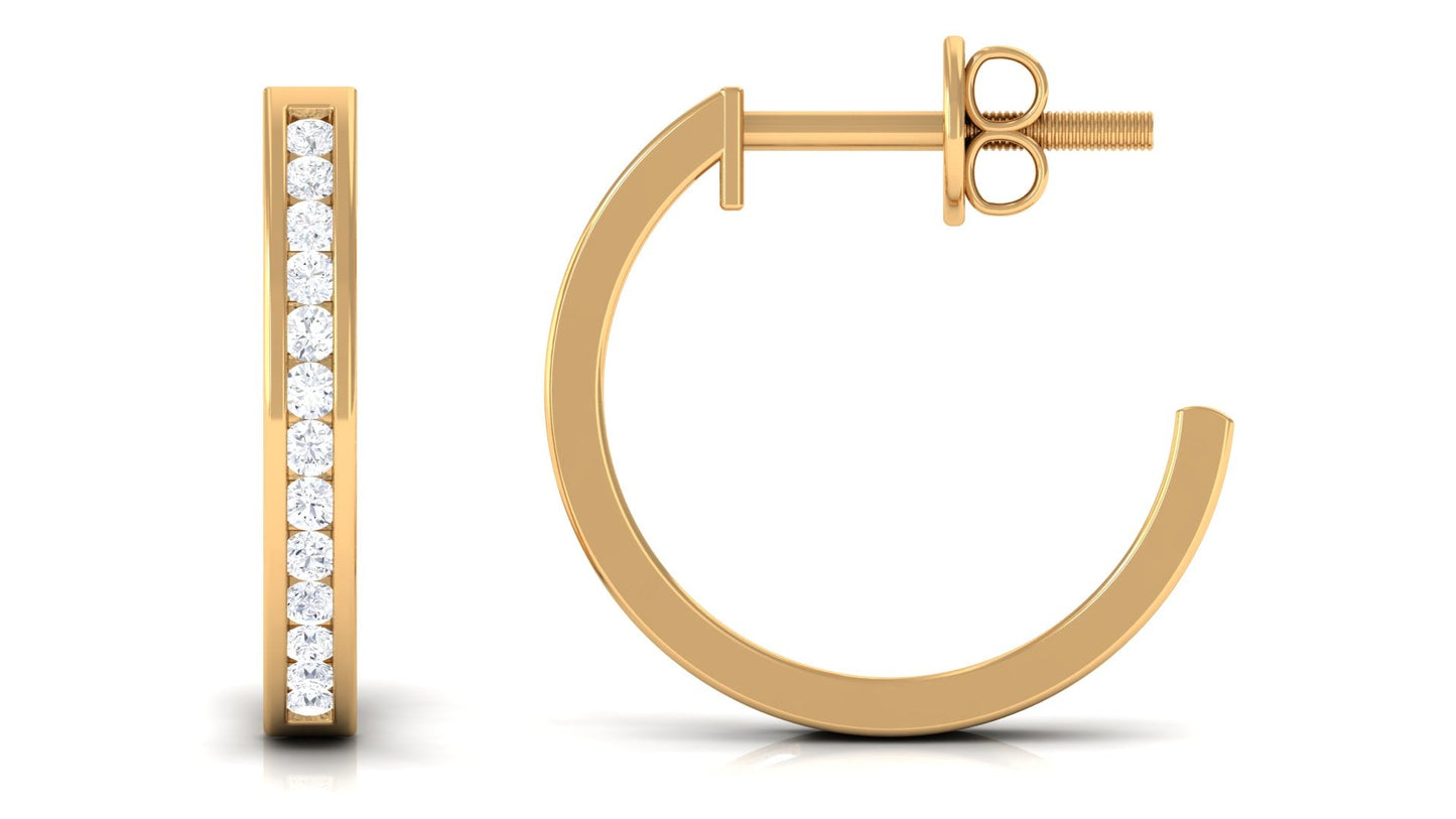 Diamond Hinged Hoop Earrings in Channel Setting