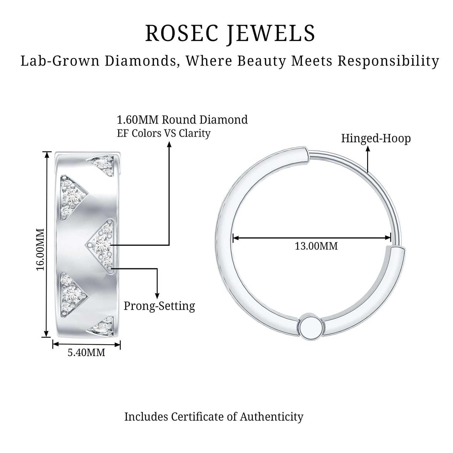 Certified Diamond Hoops For Women