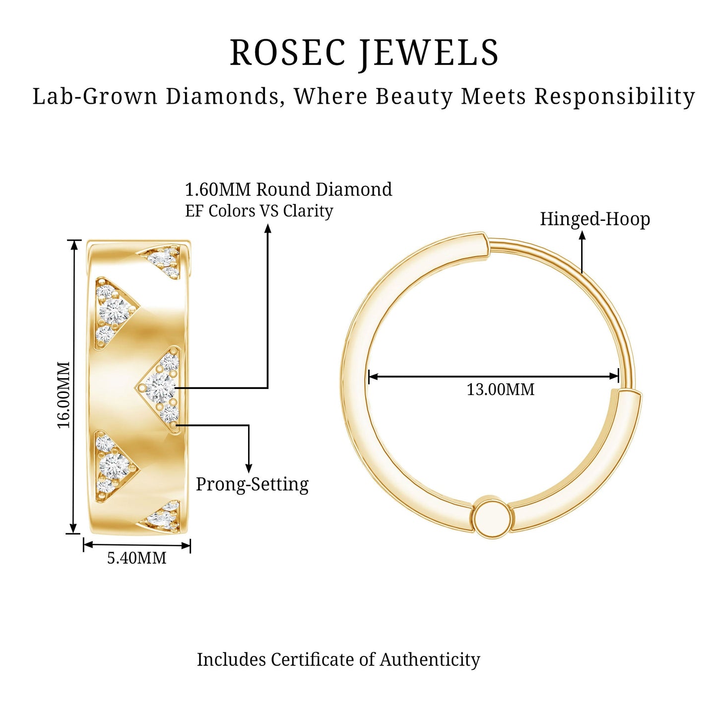 Certified Diamond Hoops For Women