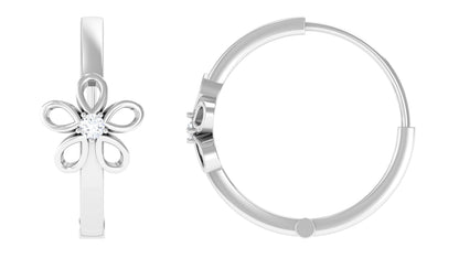 Diamond Flower Huggie Earrings for Women