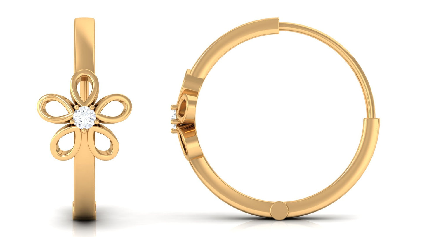 Diamond Flower Huggie Earrings for Women