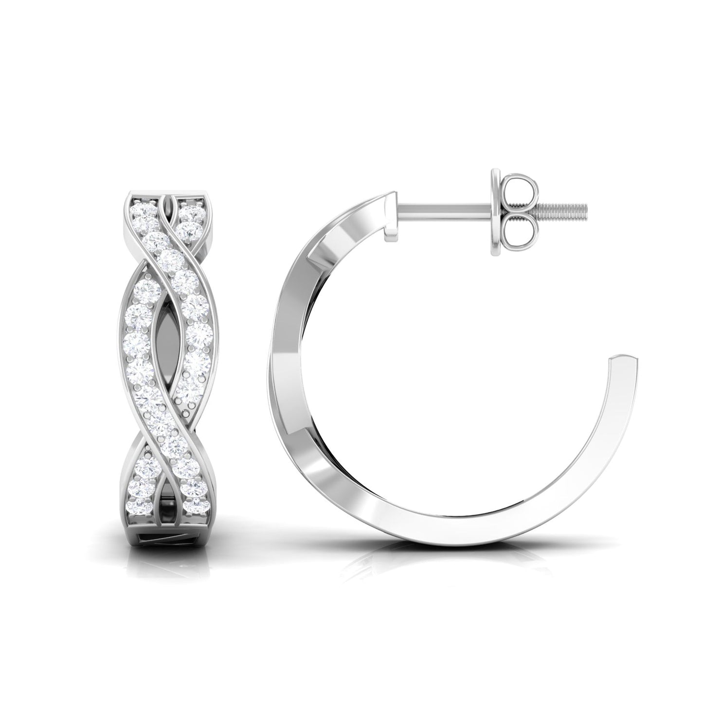 Natural Infinity Style Diamond Hoop Earrings