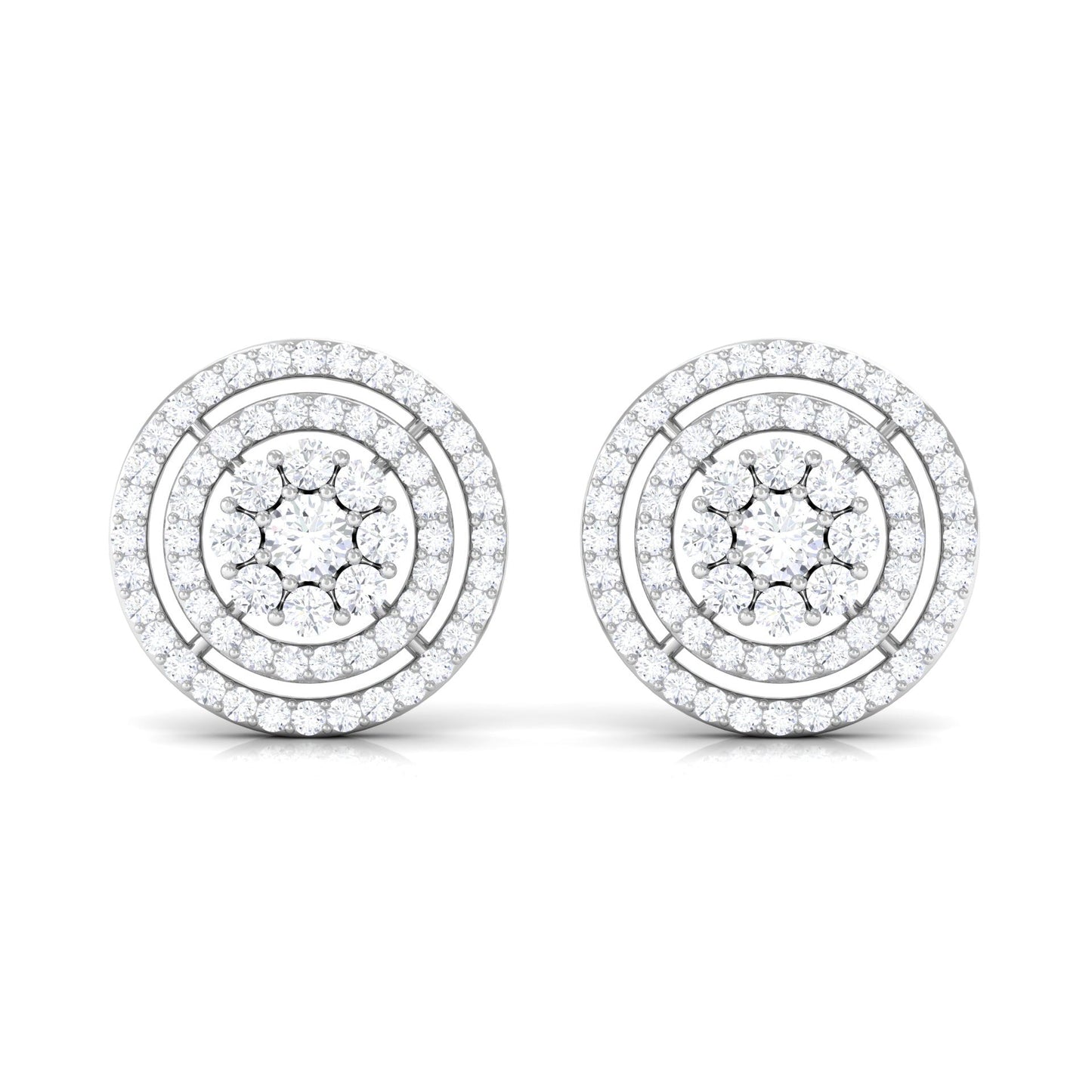 Flower Inspired Diamond Halo Stud Earrings