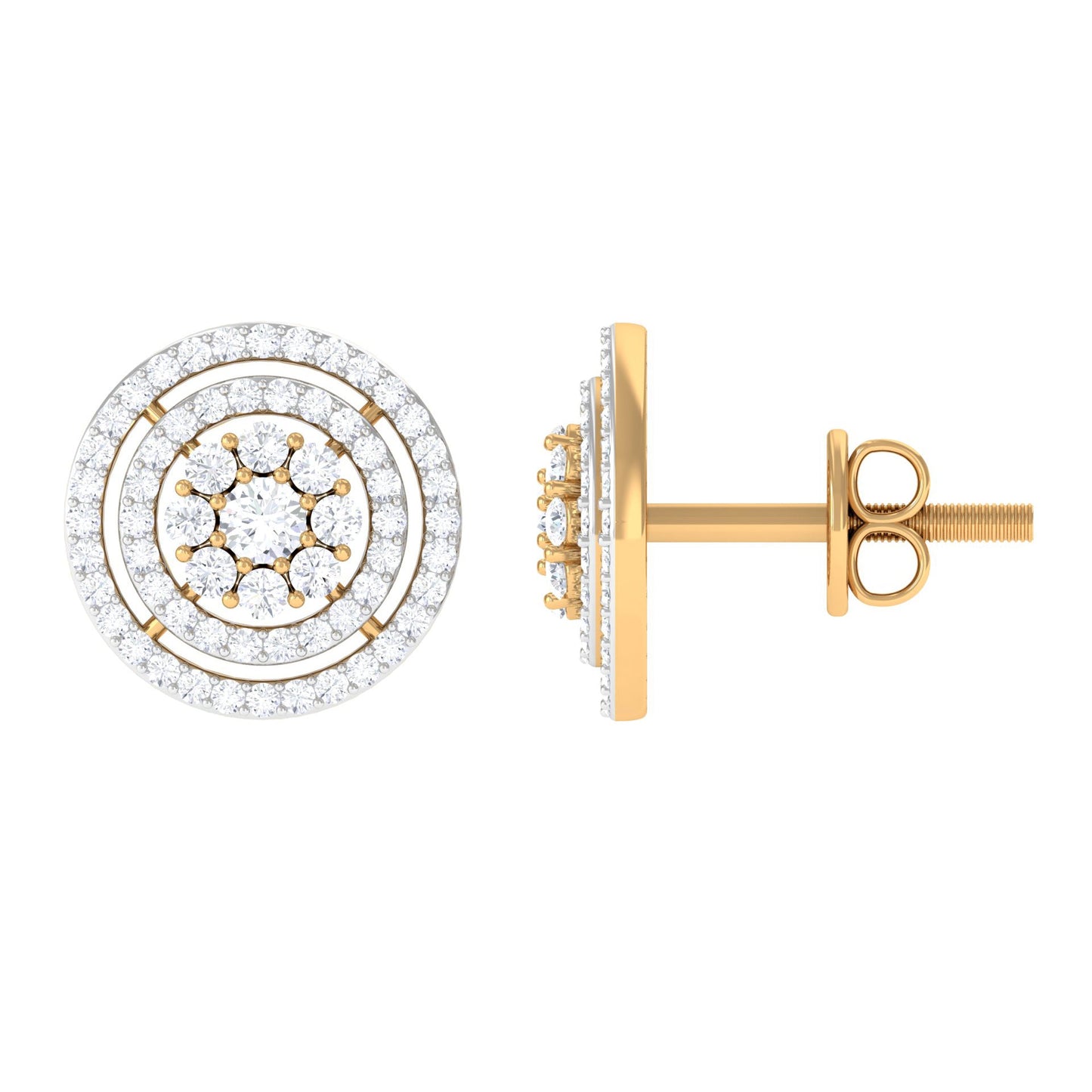 Flower Inspired Diamond Halo Stud Earrings