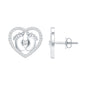 Diamond Heart Stud Earrings with Baby Feet