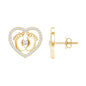 Diamond Heart Stud Earrings with Baby Feet