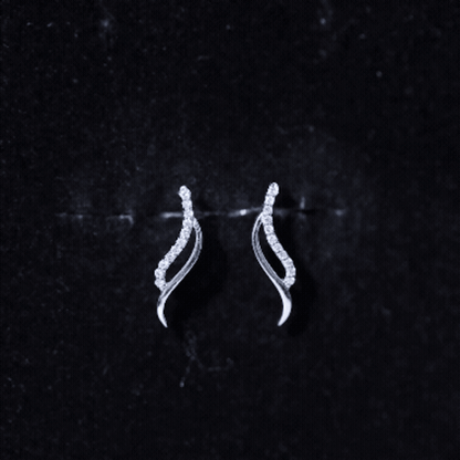 Prong Set Diamond Leaf Stud Earrings for Women