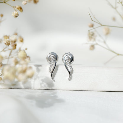 Prong Set Diamond Leaf Stud Earrings for Women