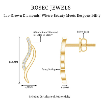 Prong Set Diamond Leaf Stud Earrings for Women