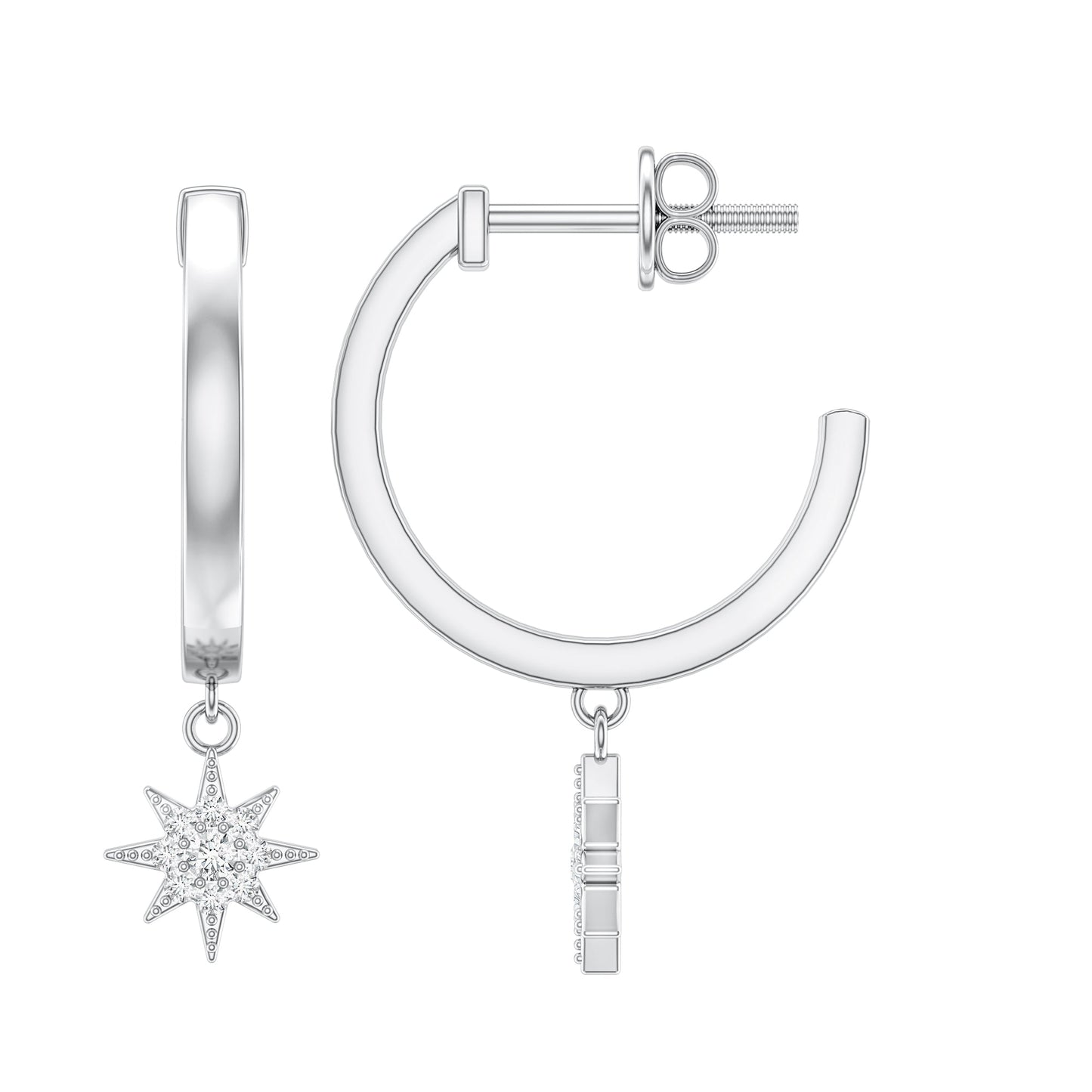 Certified Diamond Star Drop Earrings