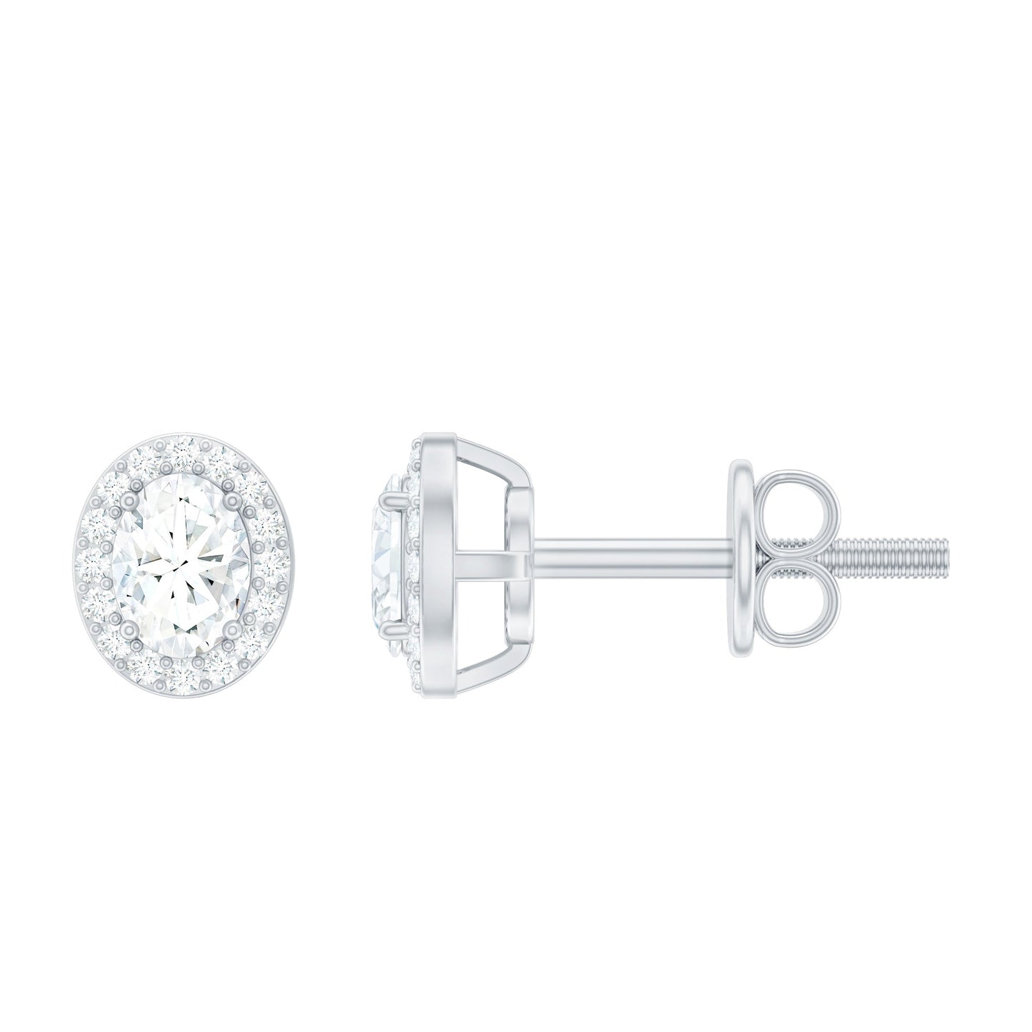 Halo Diamond Earrings With Screw Back