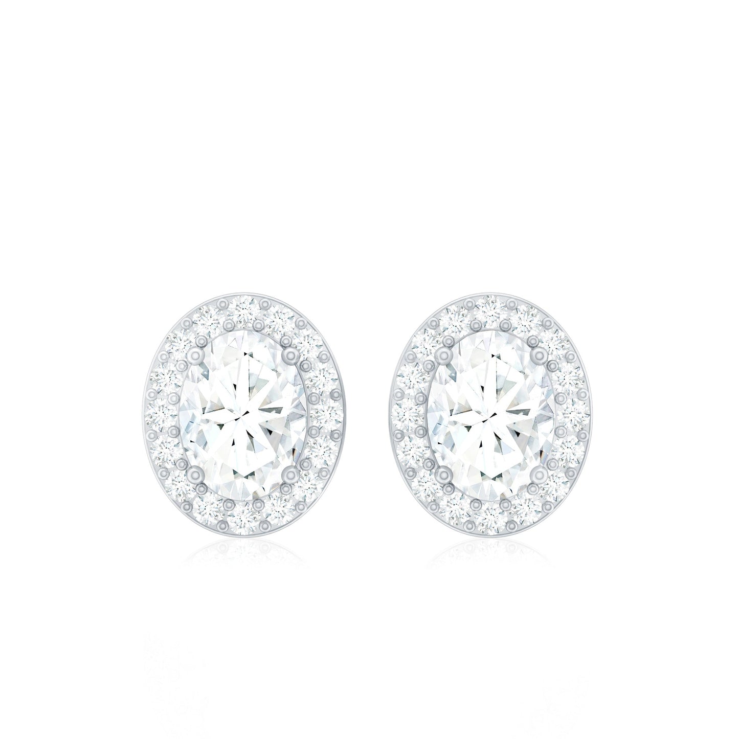 Halo Diamond Earrings With Screw Back