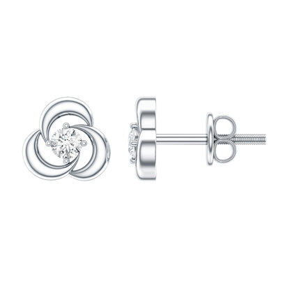 Diamond Swirl Stud Earring with Screw Back