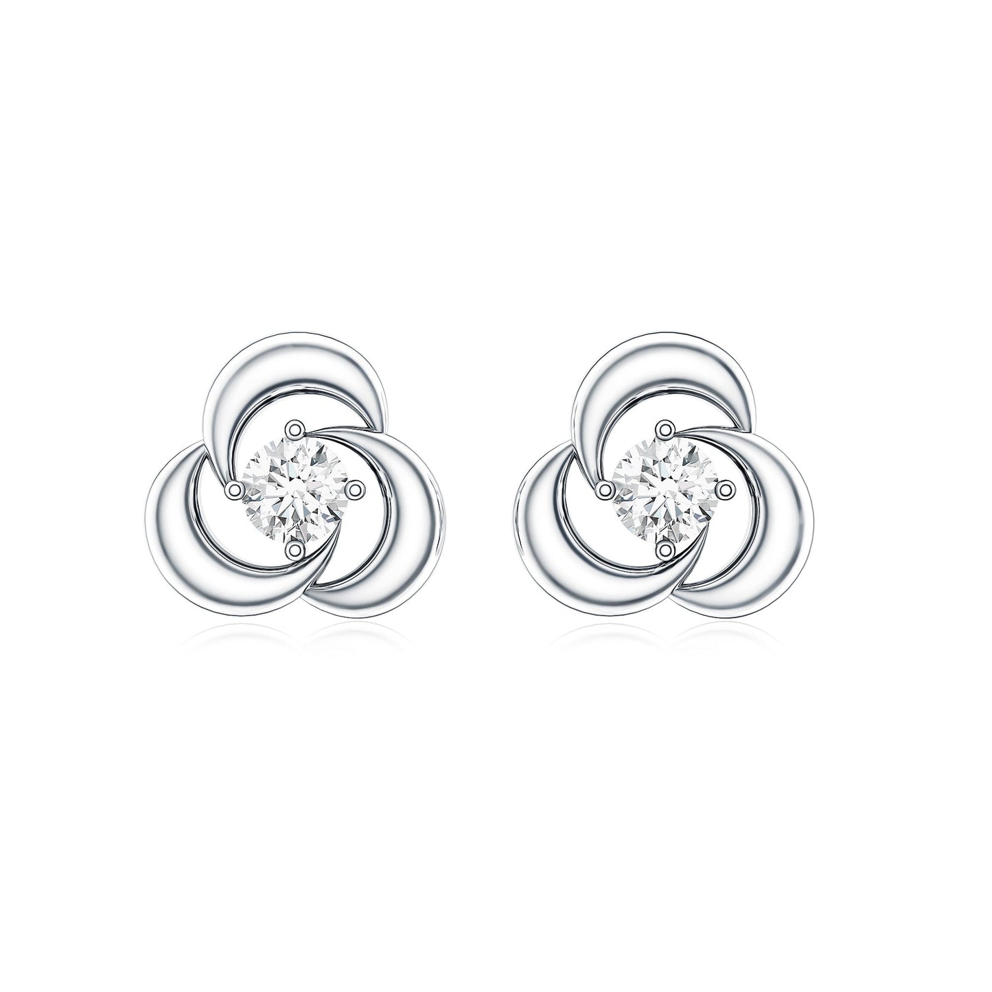 Diamond Swirl Stud Earring with Screw Back