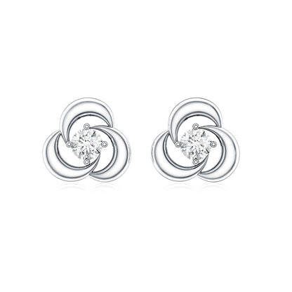Diamond Swirl Stud Earring with Screw Back