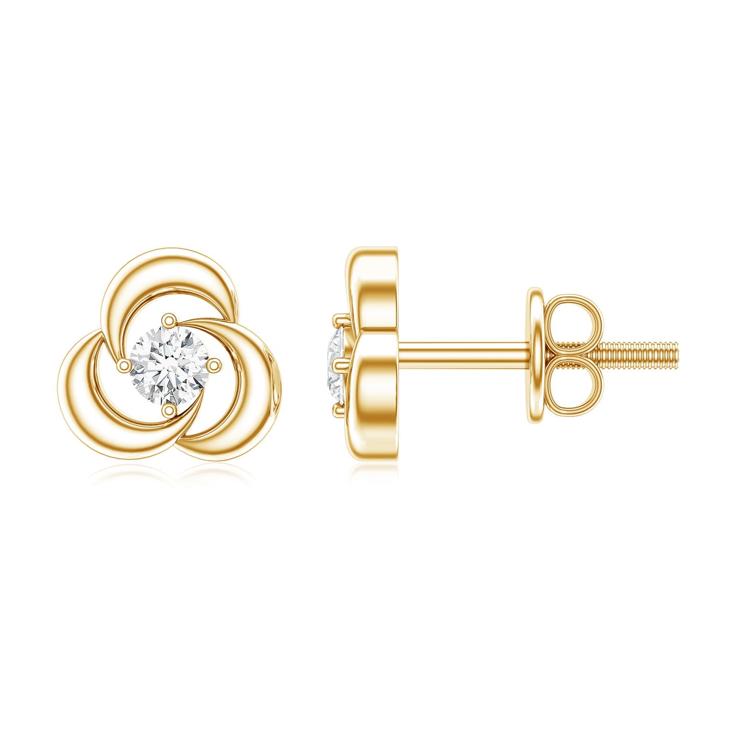 Diamond Swirl Stud Earring with Screw Back
