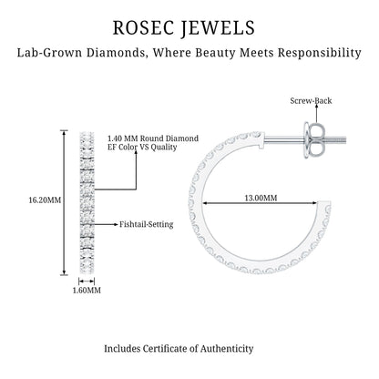 Round Shaped Diamond Hoop Earrings