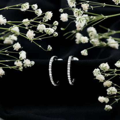Round Shaped Diamond Hoop Earrings
