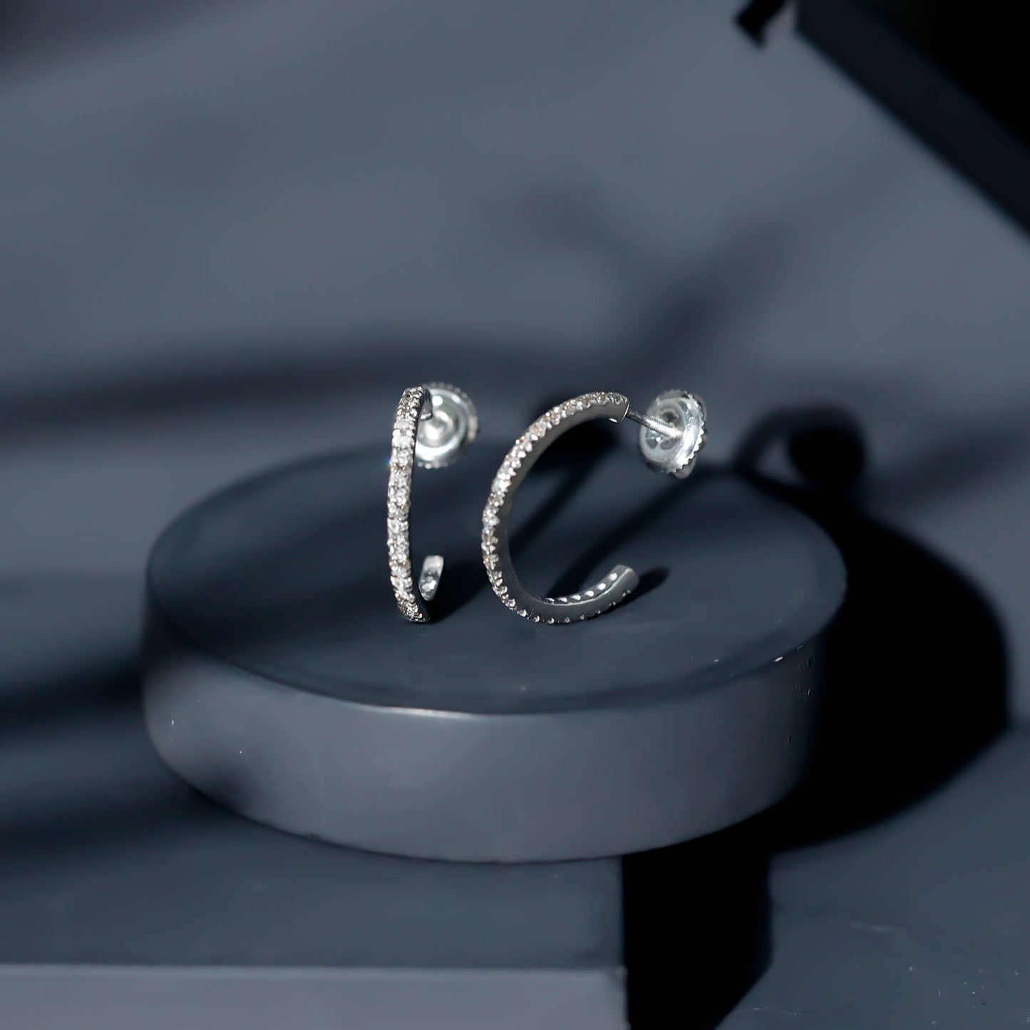 Round Shaped Diamond Hoop Earrings