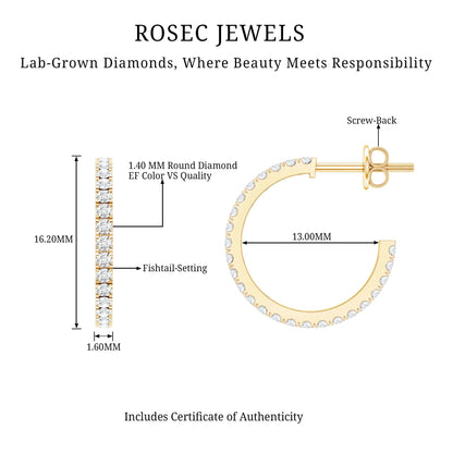 Round Shaped Diamond Hoop Earrings