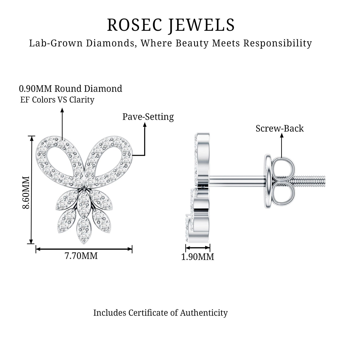 Certified Diamond Bow Earrings For Her