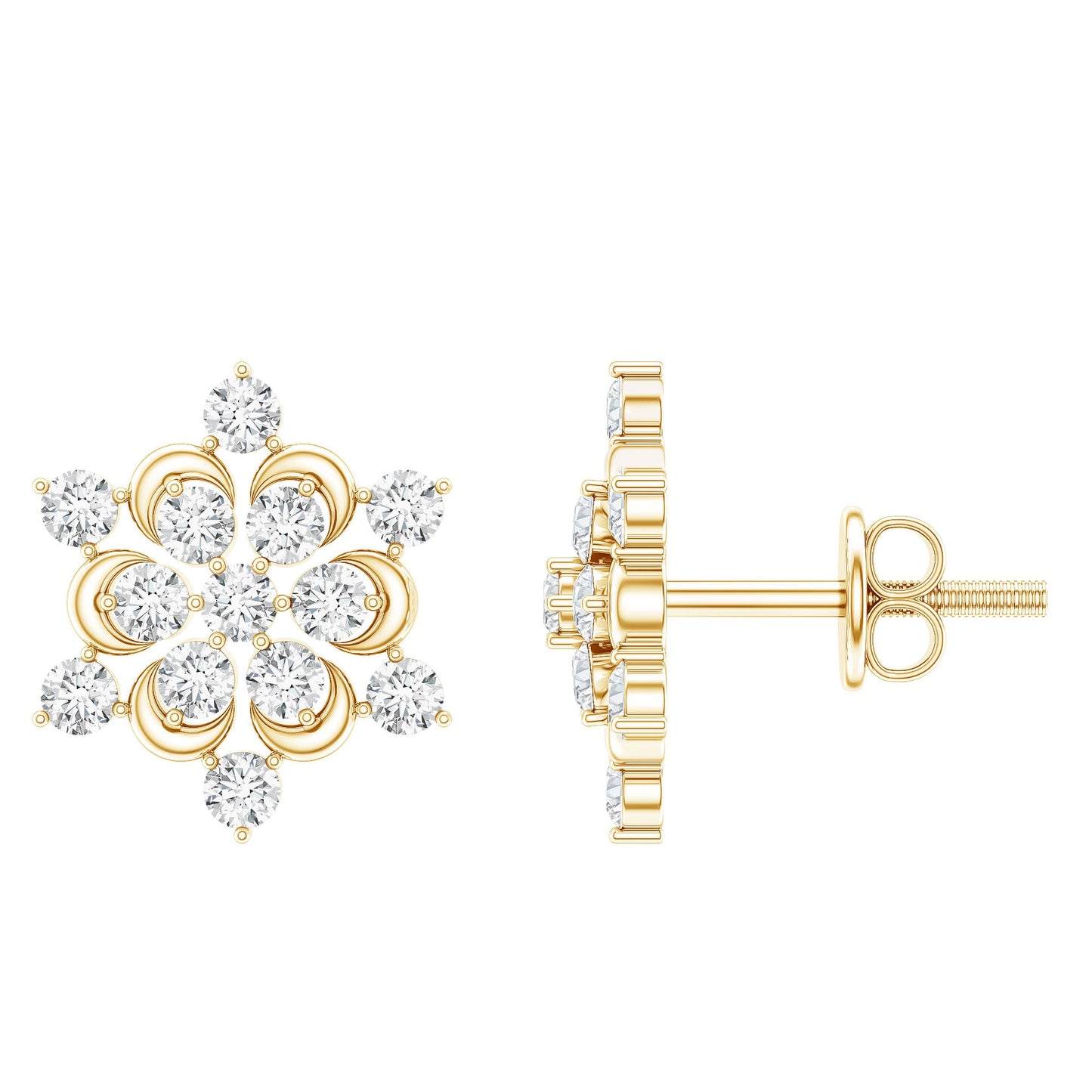 Certified Diamond Snowflake Stud Earrings