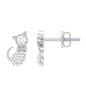 Certified Diamond Cat Kitty Earrings